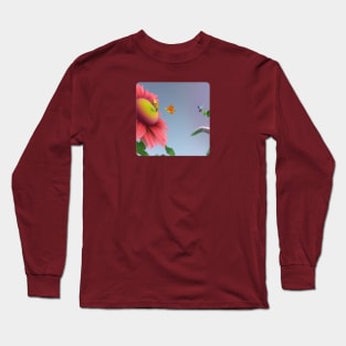 A.I. Generated Alien SunFlower with Bird (like) animal Long Sleeve T-Shirt